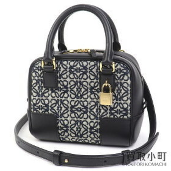 Loewe Amazona Handbag Black Anagram Jacquard Calfskin Bag Crossbody - Picture 1 of 9